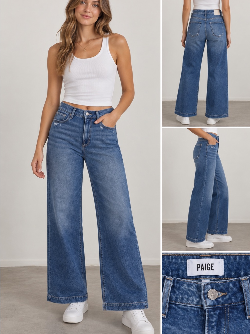 PAIGE Harper ankle jeans size 28 high rise Wide Leg medium wash